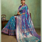 Greyish Blue Dual Shade Woven Silk Saree