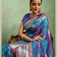 Greyish Blue Dual Shade Woven Silk Saree