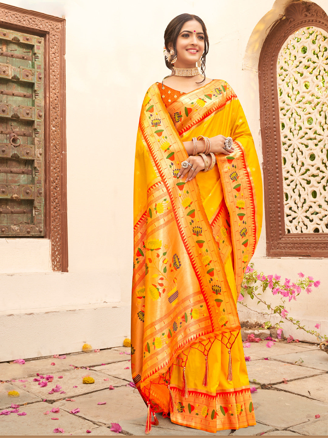 Turmeric Yellow Paithani Silk Saree