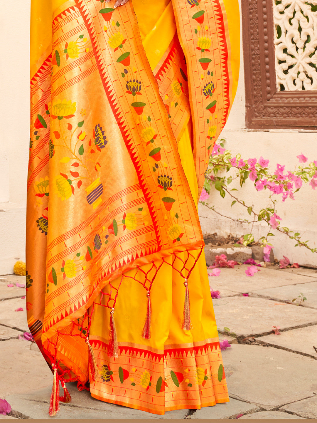 Turmeric Yellow Paithani Silk Saree