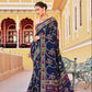 Blue Lotus Printed Georgette Crepe Silk Saree