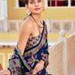 Blue Lotus Printed Georgette Crepe Silk Saree