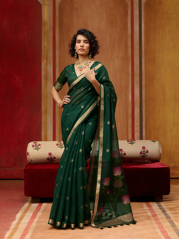 STORI Green Soft Mul Cotton Saree