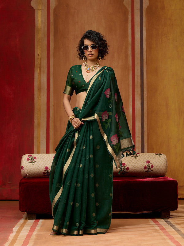 STORI Green Soft Mul Cotton Saree