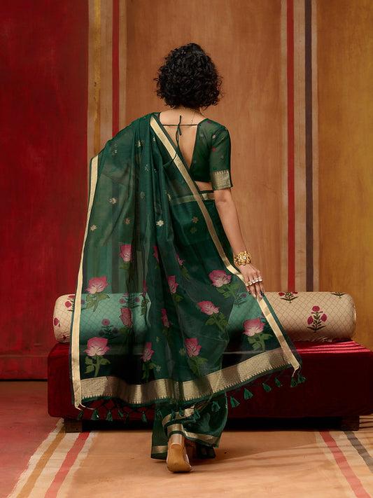 STORI Green Soft Mul Cotton Saree