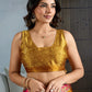 STORI Mustard Yellow Satin Crepe Saree