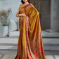 STORI Mustard Yellow Satin Crepe Saree