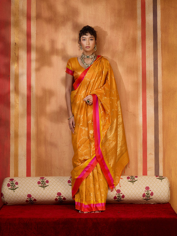 STORI Yellow Soft Silk Saree