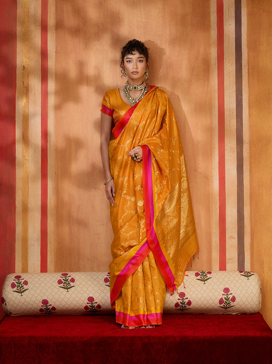 STORI Yellow Soft Silk Saree