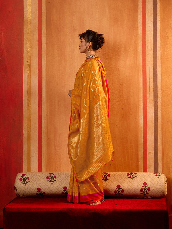 STORI Yellow Soft Silk Saree