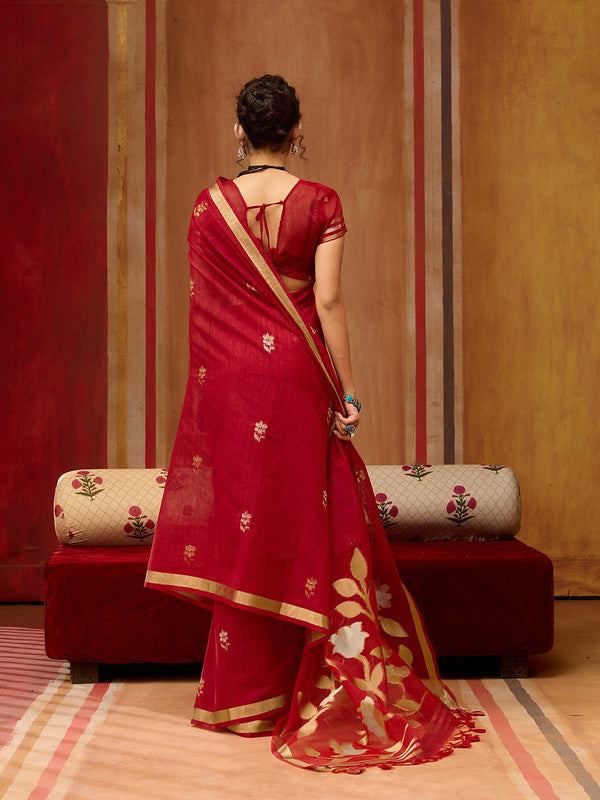 STORI Saree Red Munga Silk