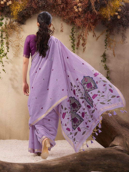 STORI Purple Handloom Saree