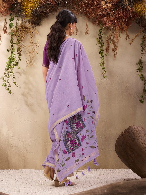 STORI Purple Handloom Saree