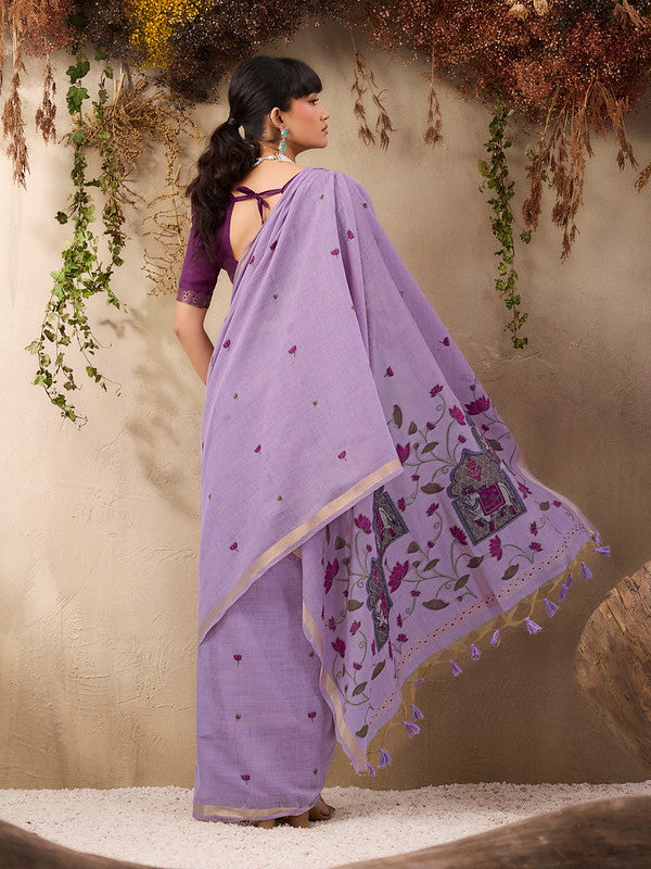 STORI Purple Handloom Saree