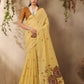 Pale Yellow Munga Cotton Saree