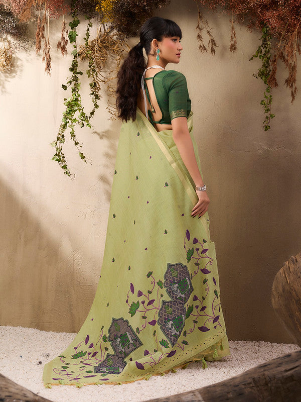 Mint Green Munga Cotton Saree