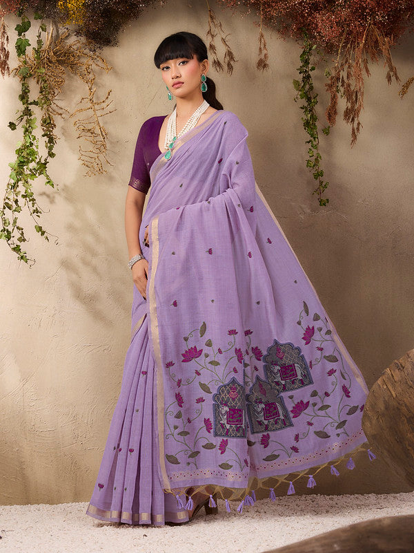 STORI Purple Handloom Saree