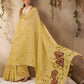 Pale Yellow Munga Cotton Saree