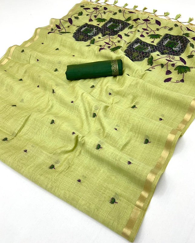 Mint Green Munga Cotton Saree