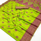 Parrot Green Tanchoi Silk Saree