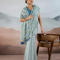 Blush Blue Zari Tissue Saree