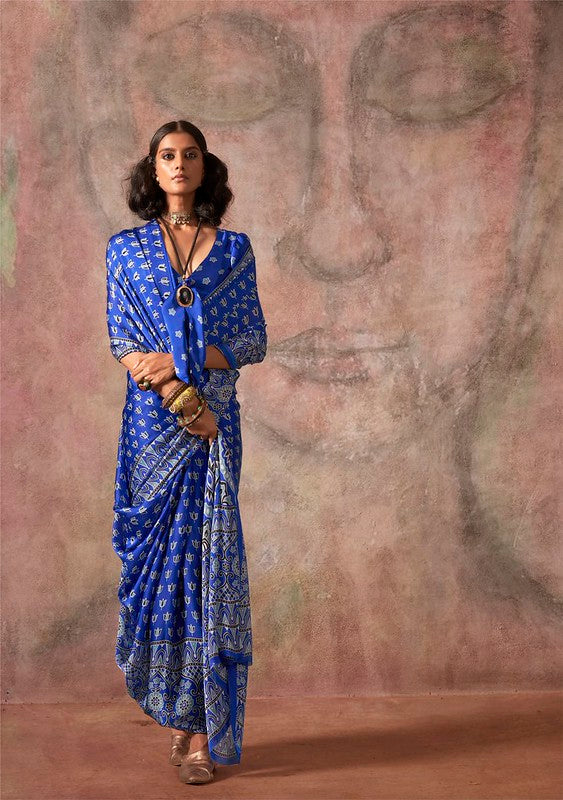 STORI Blue Lotus Ready Saree