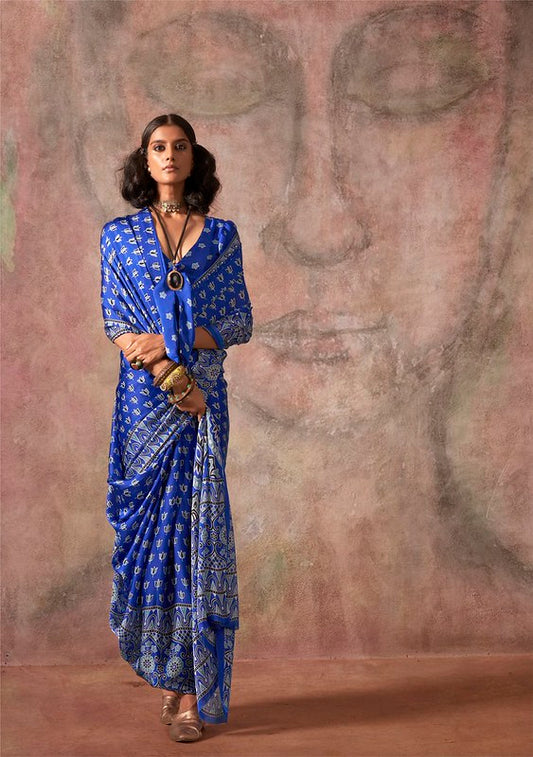 STORI Blue Lotus Ready Saree