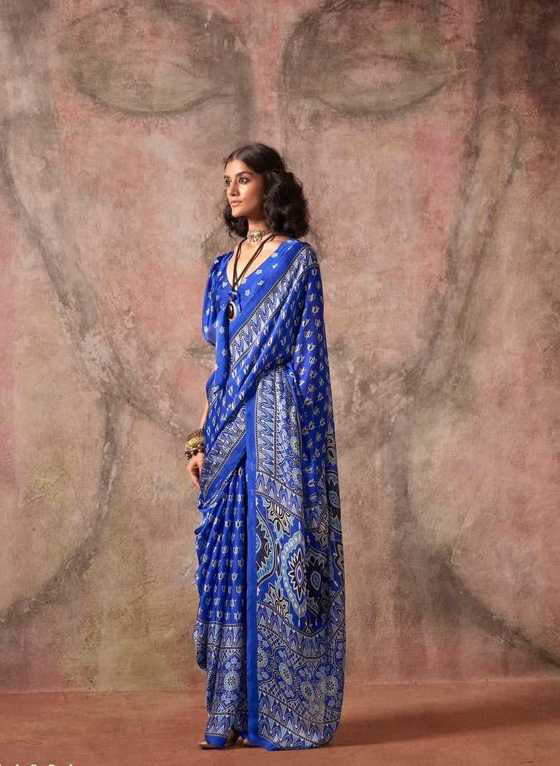 STORI Blue Lotus Ready Saree