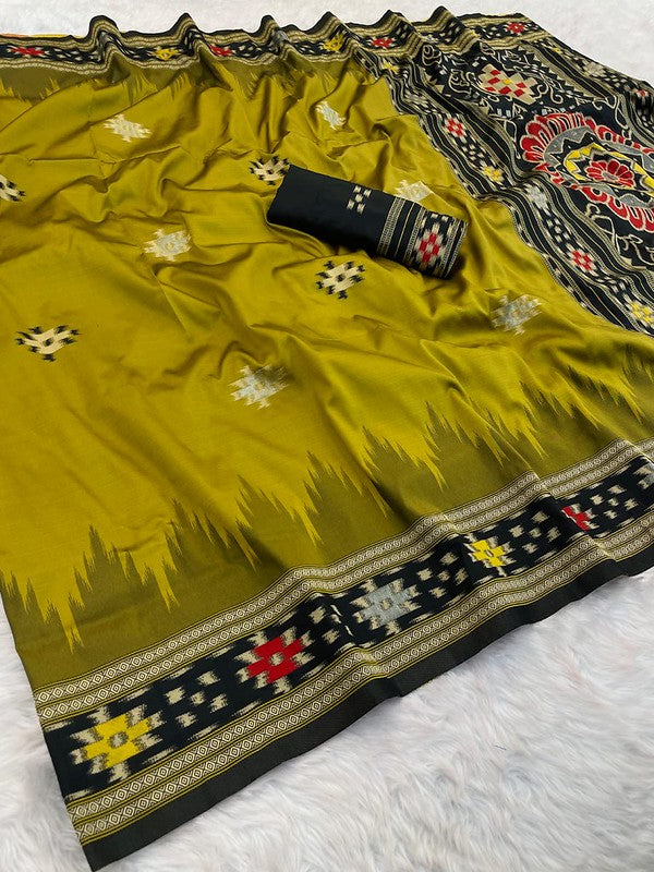 Mehendi Green Patola Silk Saree