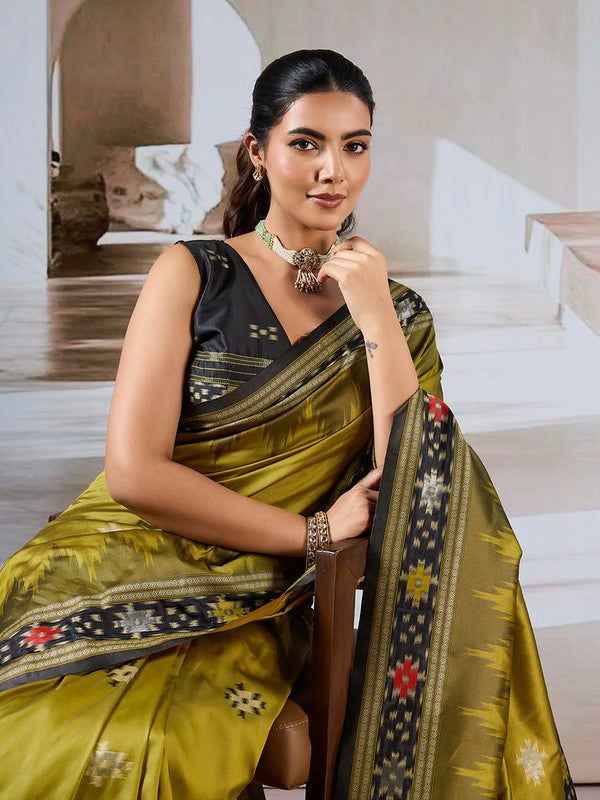 Mehendi Green Patola Silk Saree
