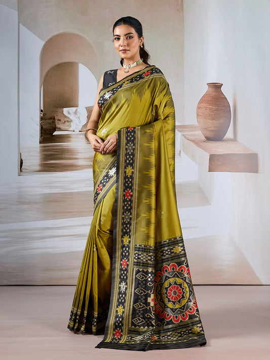 Mehendi Green Patola Silk Saree