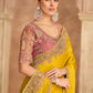 STORI Yellow Chiffon Partywear Saree 