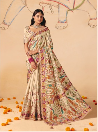 Off White Woven Banarasi Silk Saree