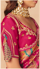 STORI Red Pink  Woven Banarasi Silk Saree
