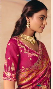 STORI Maroon Woven Banarasi Silk Saree