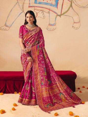 STORI Maroon Woven Banarasi Silk Saree