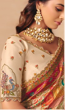 STORI Cream Woven Banarasi Silk Saree