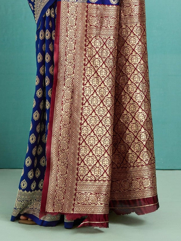 Navy Blue Banarasi Butti Saree