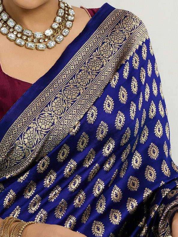 Navy Blue Banarasi Butti Saree