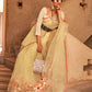 Butter Yellow Floral Organza Silk Saree