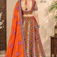 Orange Heavy embroidery Kali pattern Lehenga Choli Set