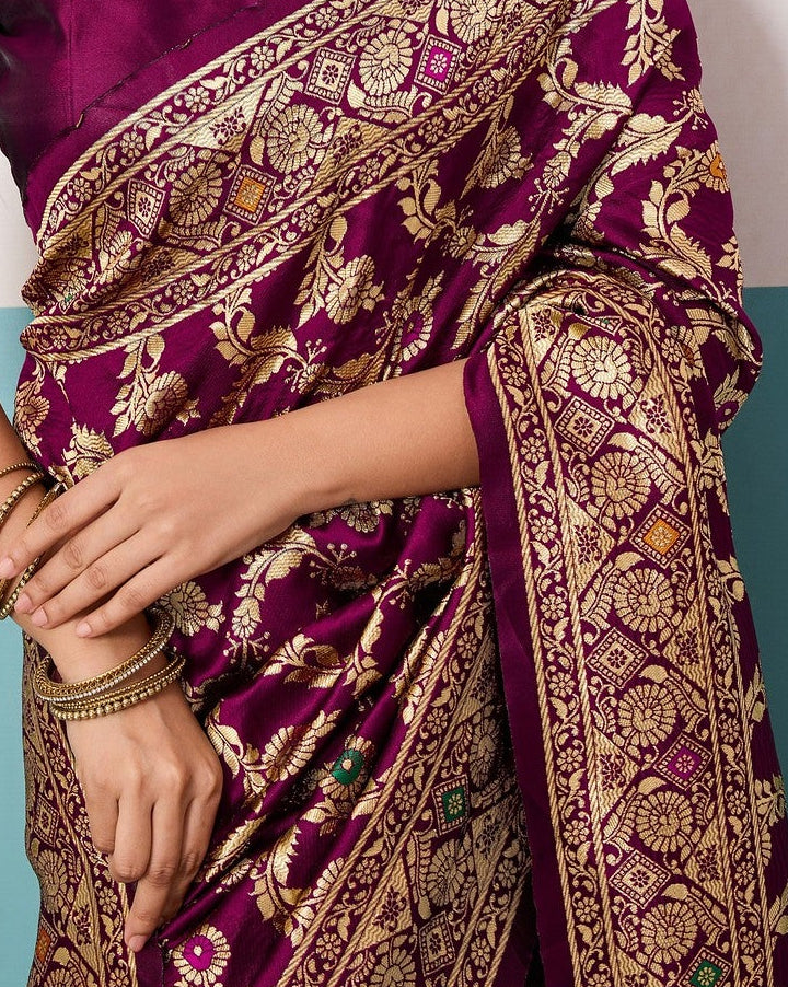 Maroon Banarasi Jaal Saree