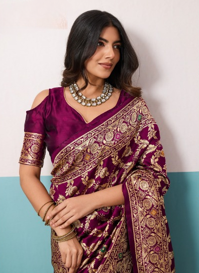 Maroon Banarasi Jaal Saree