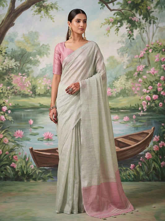 Pastel Mint Tissue Saree