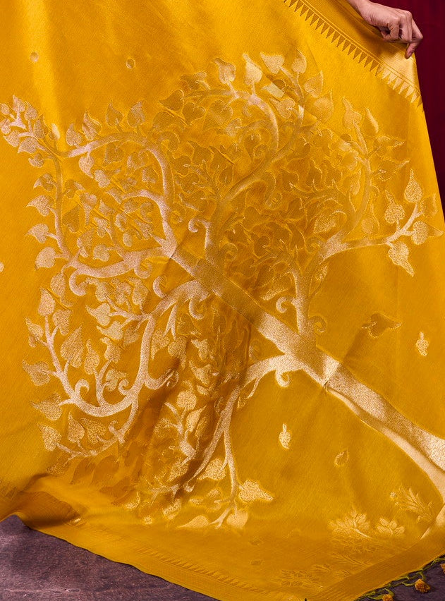 STORI Mustard Yellow Soft Silk Saree