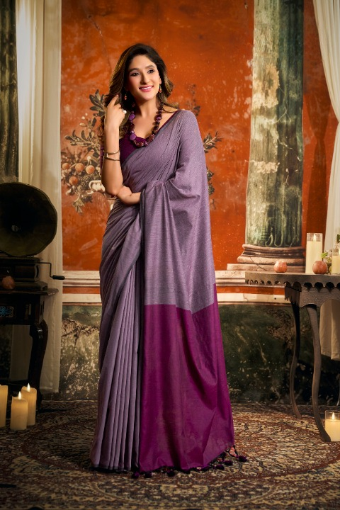 Mauve Soft Cotton Saree