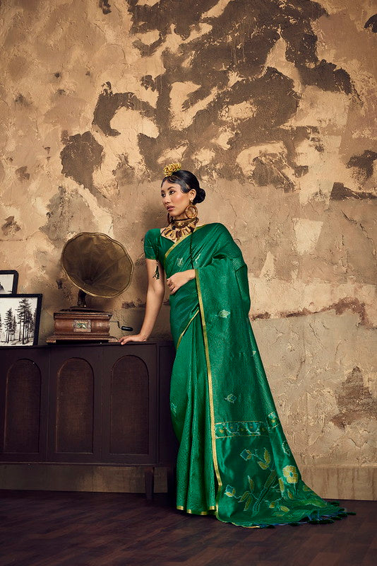 STORI Green Silk Saree With Patola Motifs