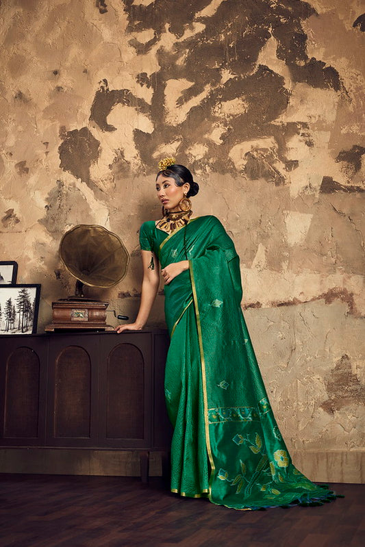 STORI Green Silk Saree With Patola Motifs
