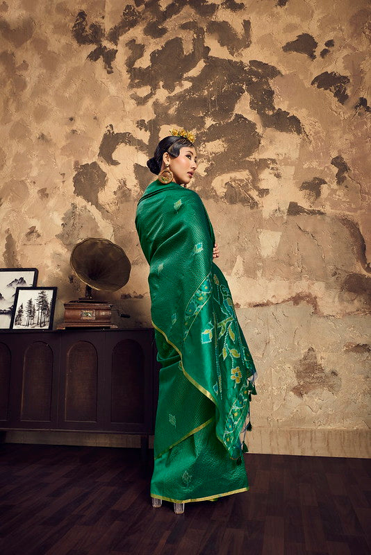 STORI Green Silk Saree With Patola Motifs