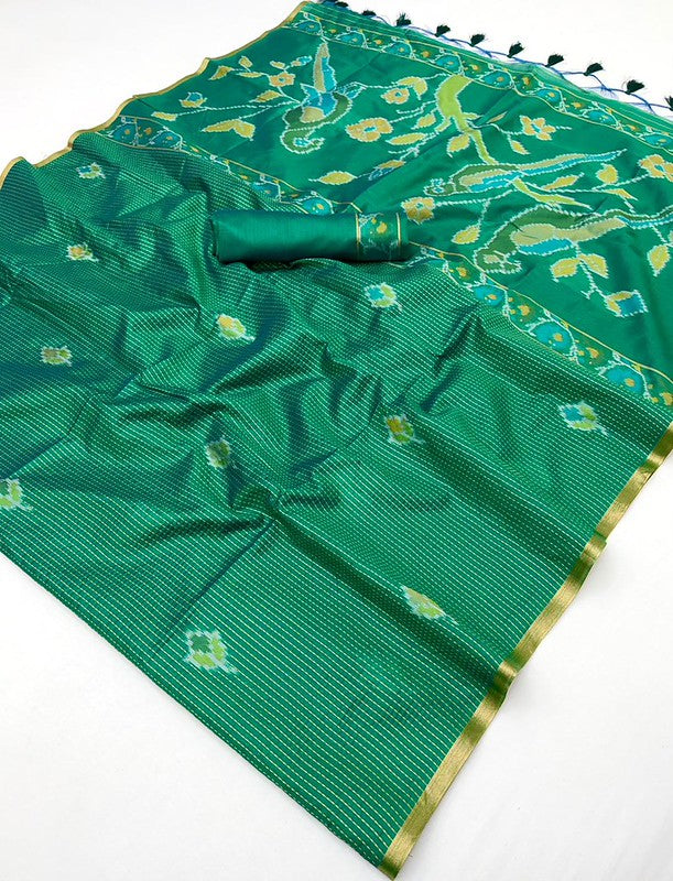 STORI Green Silk Saree With Patola Motifs